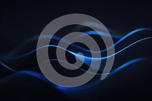 Flowing blue waves create a dynamic visual effect in a dark setting with soft lighting