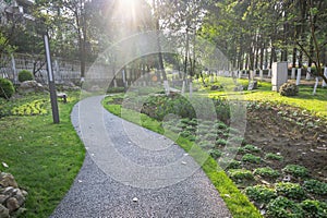 curved garden path in park