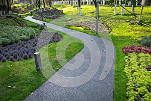 curved garden path in park