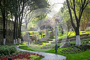 curved garden path in park