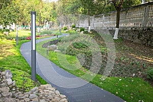 curved garden path in park