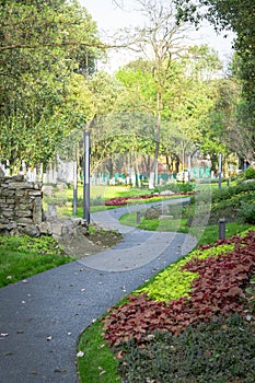 curved garden path in park