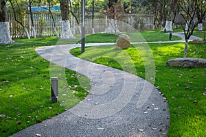 curved garden path in park