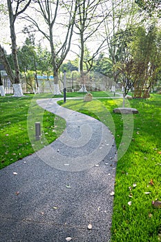 curved garden path in park