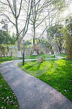 curved garden path in park