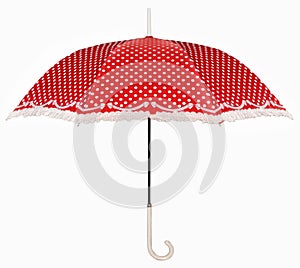 Curved handle red umbrella