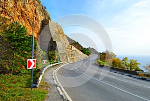 Curved highway in mountains