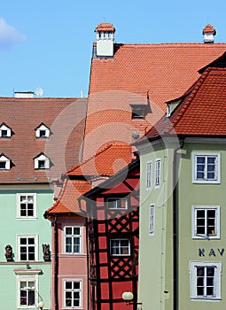 Curved walls of medieval houses, Cheb - Czech Republic