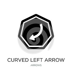 curved left arrow icon in trendy design style. curved left arrow icon isolated on white background. curved left arrow vector icon