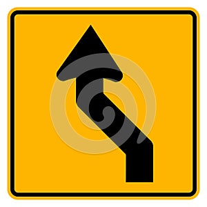 Curved Left Traffic Road Sign,Vector Illustration, Isolate On White Background Symbols, Label. EPS10