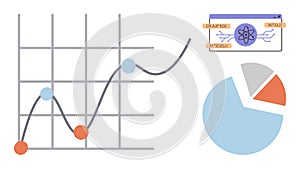 Data Trends Analysis with Graph, Pie Chart, and Science Infographic Concept