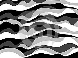 Curved lines background of black and gray color in abstract way in vector