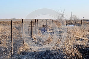 Curved metal fence in the field