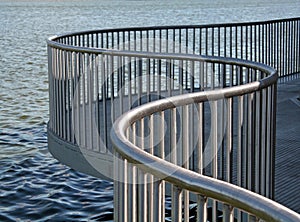 Curved metal railing