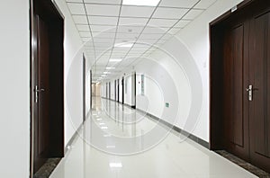 Curved office hallway