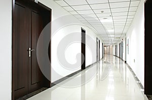 Curved office hallway