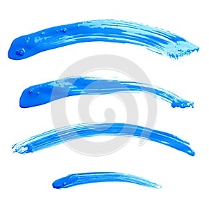 Curved oil paint brush strokes isolated