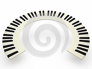 Curved piano keyboard