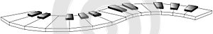 Curved piano keys, two octaves, 3d photo
