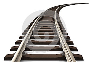 Curved railroad track photo