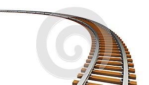 Curved railroad track photo