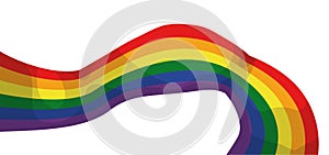 Curved rainbow flag in cartoon style on white background, Vector illustration