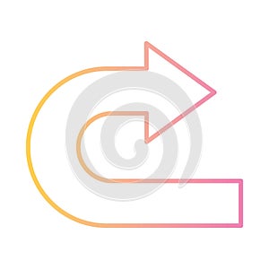 Curved right arrow gradient style icon vector design