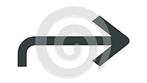 Curved Right Arrow Icon for Forward or Next, vector design Generative AI