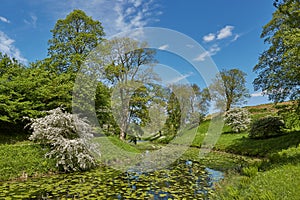 Curved river flows through beautiful landscape near city of Fredericia in Denmark