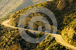 Curved road from Granatilla viewpoint, Spain