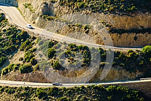 Curved road from Granatilla viewpoint, Spain