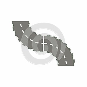 Curved road icon in cartoon style