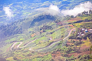 Curved road on mountains