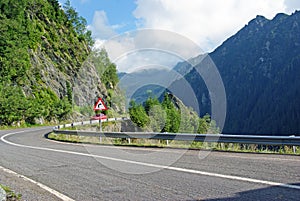 Curved roads in high mountains