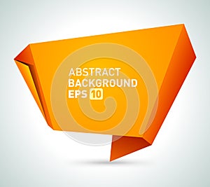 Curved sheet paper origami abstract vector background. Realistic folded orange with curves.