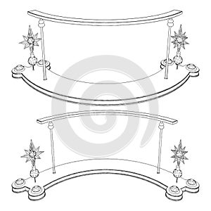 Curved Shelf With Star Decoration On The Side Vector. Illustration Isolated On White Background.