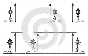 Curved Shelf With Star Decoration On The Side Vector. Illustration Isolated On White Background.
