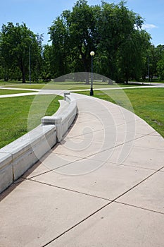 Curved sidewalk in a park