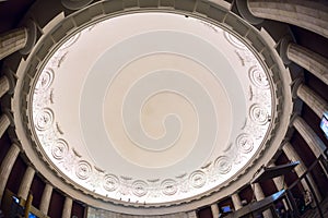 Curved Skylight Glass Roof or Ceiling of Dome with Geometric Structure Steel in Modern Contemporary Architecture Style