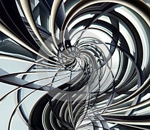 Curved spiral metallic futuristic abstract with interlinking bar photo