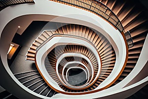 Curved staircase. Top view of modern part architecture. Illustration AI Generative