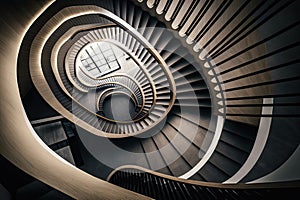 Curved staircase. Top view of modern part architecture. Illustration AI Generative