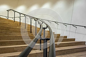 A curved staircase winding up