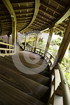 The curved stairway inside Eikan-Do temple. Kyoto Japan