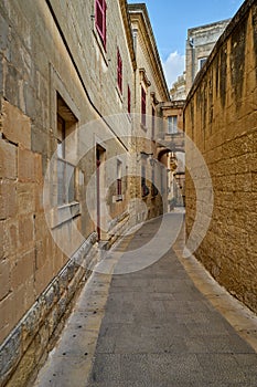 A Curved Street in the Medieval City of Mdina, Malta