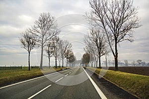 Curved Two Lane Country Road Winding Through Trees.