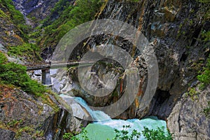 Curved valley, beautiful textured Dali stone mountain wall on Baiyang Trail, Taroko National Scenic Area