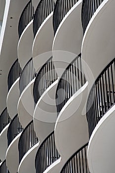 Curved white hotel balconies photo