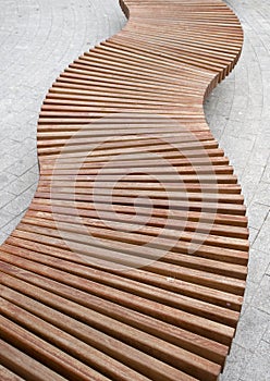 Curved wood bench