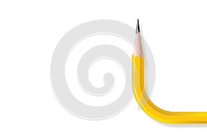Curved yellow pencil.